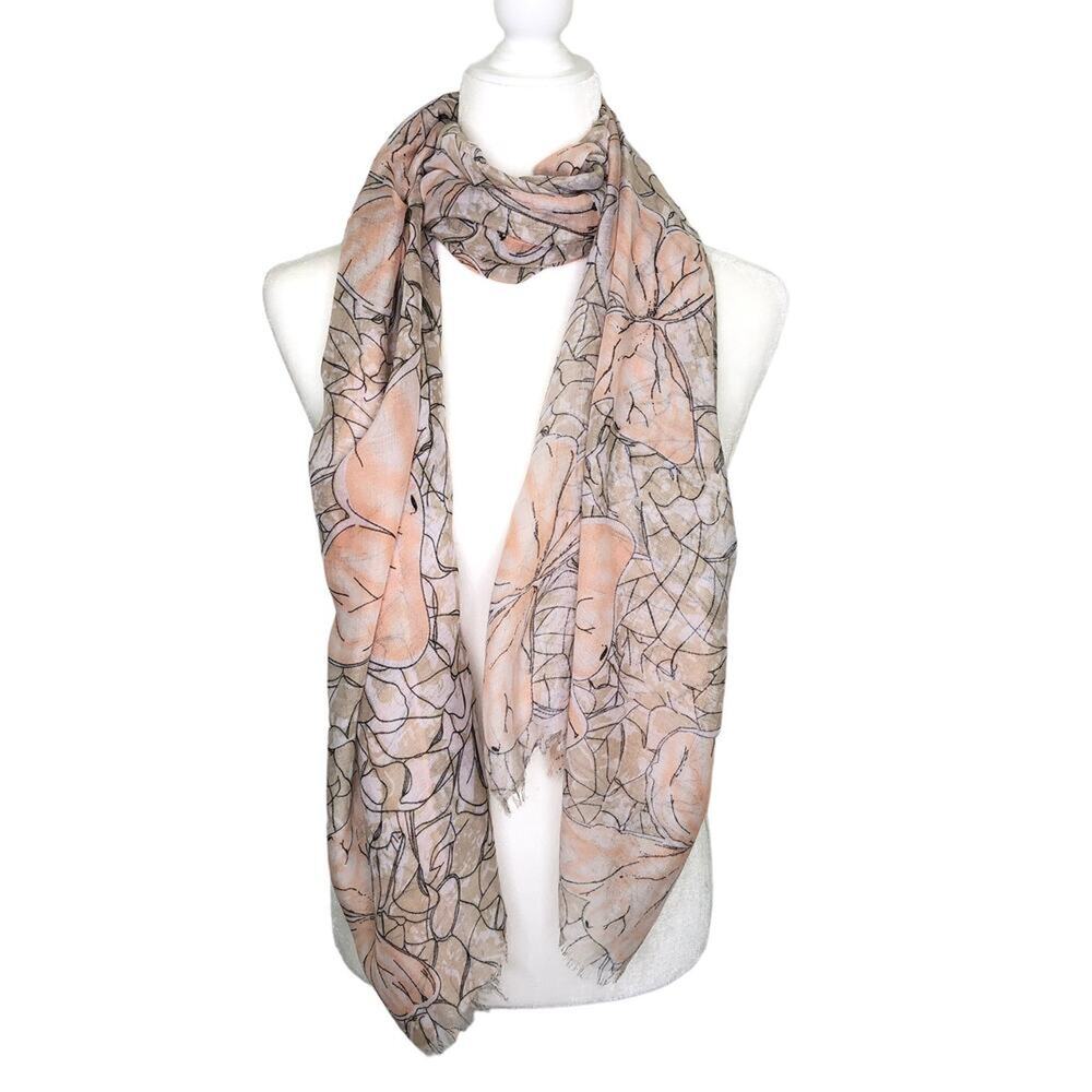 Eyeful Color Your World Beige Peach Butterfly Scarf Shawl NWT!